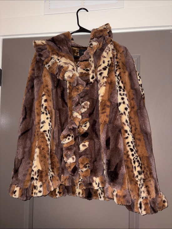 Damselle New York Jackets & Blazers - Damselle New York Brown Faux Fur Ruffle Jacket
